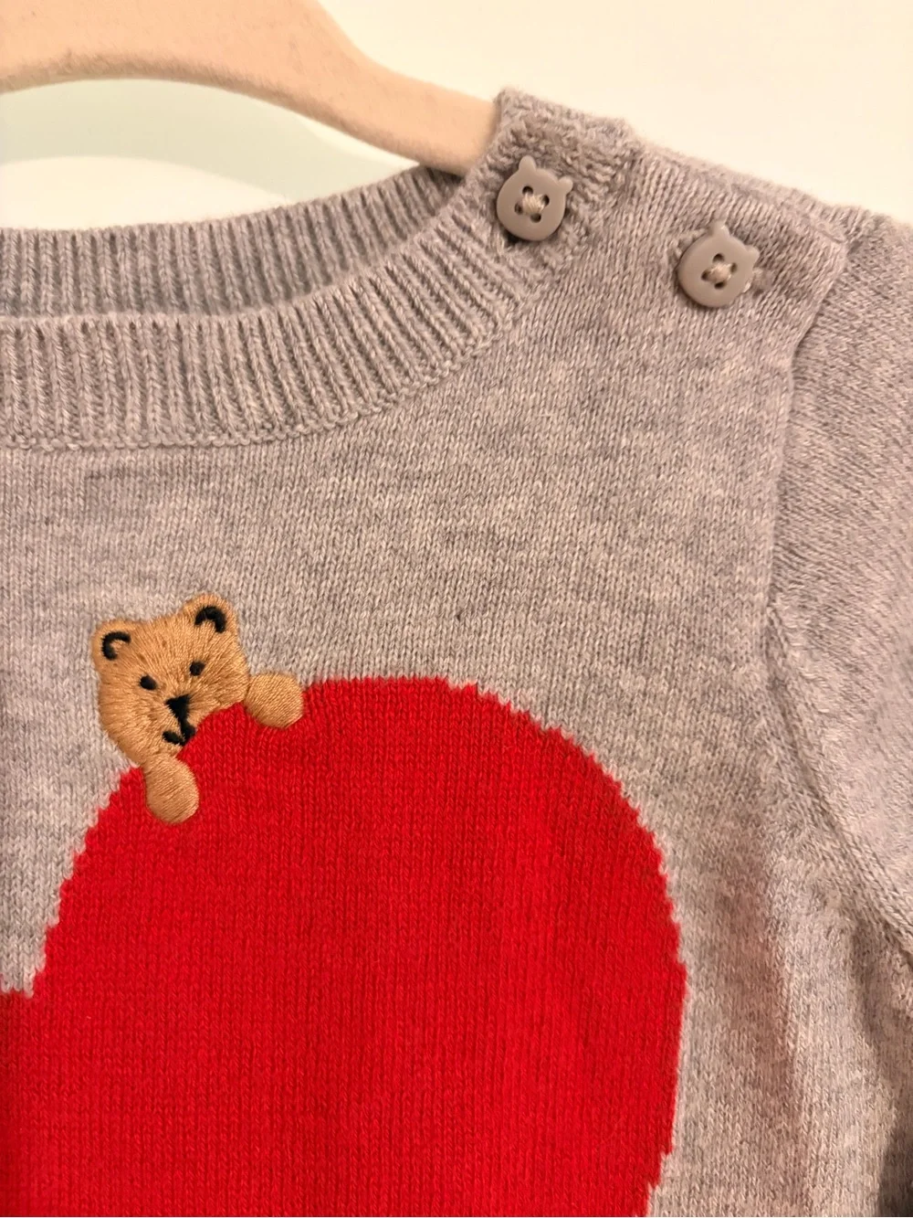 GAP Gray Knit One-Piece with Red Heart